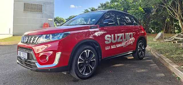 Red Sporty Vitara GLX 1.4 Turbo Automatic Side View